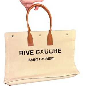 Saint Laurent Rive Gauche Tote Cognac Leather handles Large YSL